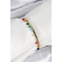 Mey İthalat® 316L Çelik Gold Renk Kristal Karışık Renkli Taşlı 2'li Kadın Bileklik