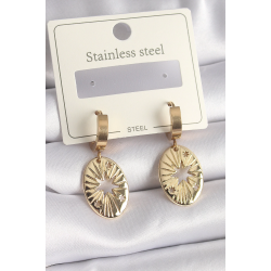 Mey İthalat® 316L Çelik Gold Renk Kutup Yıldız İşleme Kadın Küpe