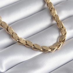 Mey İthalat® 316L Çelik Gold Renk Lazer Kesim Arpa Zincir Model Kadın Kolye