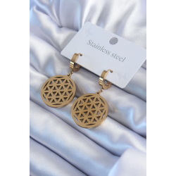 Mey İthalat® 316L Çelik Gold Renk Lotus Model Kadın Küpe