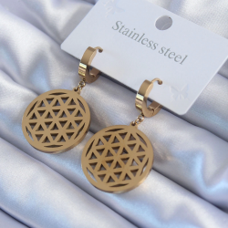 Mey İthalat® 316L Çelik Gold Renk Lotus Model Kadın Küpe