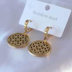 Mey İthalat® 316L Çelik Gold Renk Lotus Model Kadın Küpe