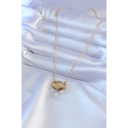 Mey İthalat® 316L Çelik Gold Renk Lotus Model Zirkon Taşlı Kadın Kolye