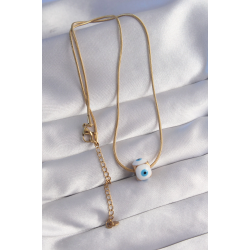 Mey İthalat® 316L Çelik Gold Renk Mineli Nazar Model Kolye