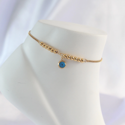 Mey İthalat® 316L Çelik Gold Renk Minimal Nazar Boncuklu Halhal