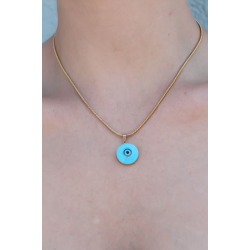 Mey İthalat® 316L Çelik Gold Renk Nazar Boncuk Model Kadın Kolye