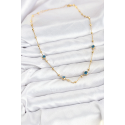 Mey İthalat® 316L Çelik Gold Renk Nazarlı ve Topçuklu Model Kadın Kolye