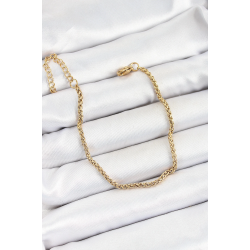 Mey İthalat® 316L Çelik Gold Renk Örgü Burgu Zincir Erkek Bileklik