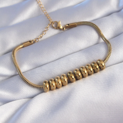 Mey İthalat® 316L Çelik Gold Renk Oval Figürlü Bileklik