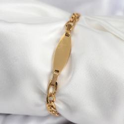 Mey İthalat® 316L Çelik Gold Renk Oval Yazı Yazmaya Uygun Kadın Bileklik