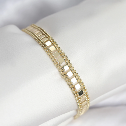 Mey İthalat® 316L Çelik Gold Renk Pullu Zincir Model Kadın Bileklik