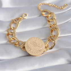 Mey İthalat® 316L Çelik Gold Renk Reşat Altın Model Samanyolu Kadın Bileklik