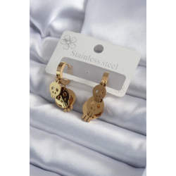 Mey İthalat® 316L Çelik Gold Renk Sallantı Kuru Kafa Model Kadın Küpe