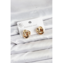 Mey İthalat® 316L Çelik Gold Renk Sarmal Model Kadın Küpe