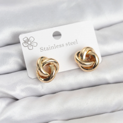 Mey İthalat® 316L Çelik Gold Renk Sarmal Model Kadın Küpe