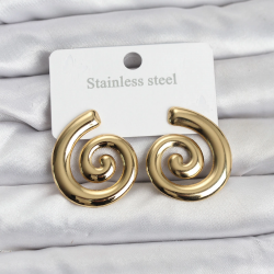 Mey İthalat® 316L Çelik Gold Renk Sarmal Modelli Kadın Küpe