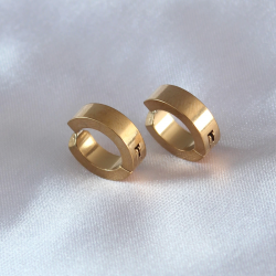 Mey İthalat® 316L Çelik Gold Renk Sıkıştırmalı Erkek Küpe