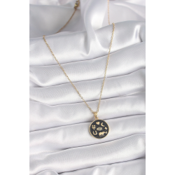 Mey İthalat® 316L Çelik Gold Renk Siyah Şans Kolyesi