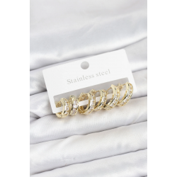 Mey İthalat® 316L Çelik Gold Renk Su Yolu Halka Küpe Seti