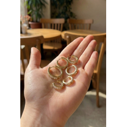 Mey İthalat® 316L Çelik Gold Renk Su Yolu Halka Küpe Seti