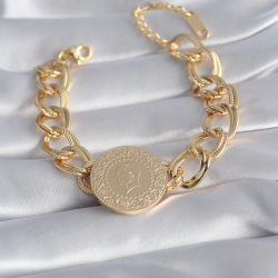 Mey İthalat® 316L Çelik Gold Renk Tam Altın Model Samanyolu Kadın Bileklik