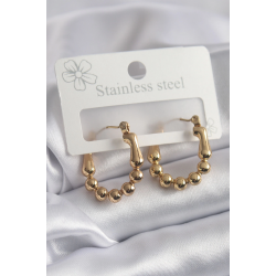 Mey İthalat® 316L Çelik Gold Renk Topçuk Halka Model Kadın Küpe