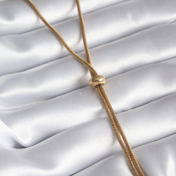 Mey İthalat® 316L Çelik Gold Renk Tüp Zincir Asansör Model Kadın Kolye