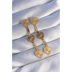 Mey İthalat® 316L Çelik Gold Renk Uzun İtalyan Zincir Detaylı Kalp Küpe