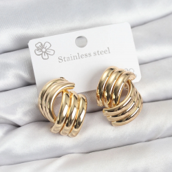 Mey İthalat® 316L Çelik Gold Renk Vintage Kadın Küpe