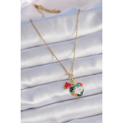 Mey İthalat® 316L Çelik Gold Renk Yapboz Motif Kalp Figür Charm Model Kadın Kolye