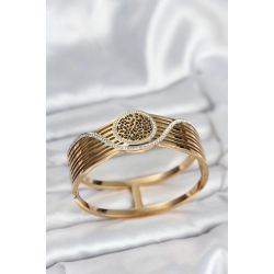 Mey İthalat® 316L Çelik Gold Renk Yaşam Ağacı Modelli Kadın Kelepçe Bileklik