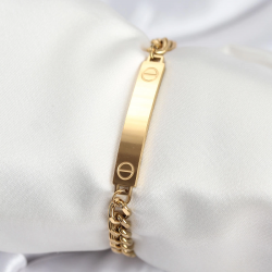 Mey İthalat® 316L Çelik Gold Renk Yazı Yazmaya Uygun Kadın Bileklik