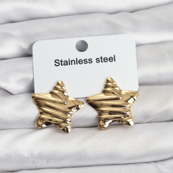 Mey İthalat® 316L Çelik Gold Renk Yıldız Model Kadın Küpe