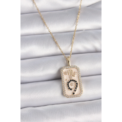 Mey İthalat® 316L Çelik Gold Renk Zincir Akrep Burcu Zirkon Taşlı Kadın Kolye