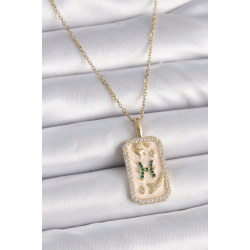 Mey İthalat® 316L Çelik Gold Renk Zincir Balık Burcu Zirkon Taşlı Kadın Kolye