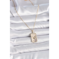 Mey İthalat® 316L Çelik Gold Renk Zincir Başak Burcu Zirkon Taşlı Kadın Kolye