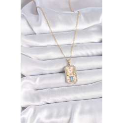 Mey İthalat® 316L Çelik Gold Renk Zincir İkizler Burcu Zirkon Taşlı Kadın Kolye