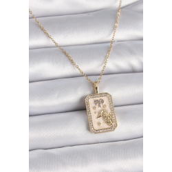 Mey İthalat® 316L Çelik Gold Renk Zincir Koç Burcu Zirkon Taşlı Kadın Kolye