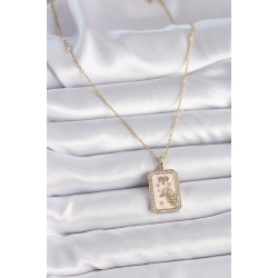 Mey İthalat® 316L Çelik Gold Renk Zincir Koç Burcu Zirkon Taşlı Kadın Kolye