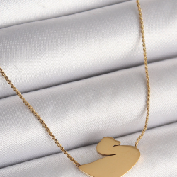 Mey İthalat® 316L Çelik Gold Renk Zincir Kuğu Model Kadın Kolye