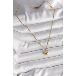 Mey İthalat® 316L Çelik Gold Renk Zincir Love İşlemeli Kalp Figür Kadın Kolye