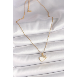 Mey İthalat® 316L Çelik Gold Renk Zincir Sallantı Beyaz Mineli Deniz Kabuğu Zirkon Taşlı Deniz Yıldızı Figür Kadın Kolye