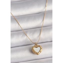 Mey İthalat® 316L Çelik Gold Renk Zincir Sedefli Kalp Model Kadın Kolye