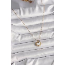 Mey İthalat® 316L Çelik Gold Renk Zincir Sedefli Kalp Model Kadın Kolye