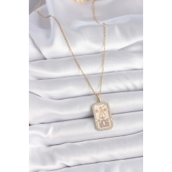 Mey İthalat® 316L Çelik Gold Renk Zincir Terazi Burcu Zirkon Taşlı Kadın Kolye