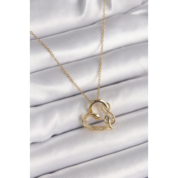 Mey İthalat® 316L Çelik Gold Renk Zincir Zirkon Taş Detaylı Kalp Model Sonsuzluk Detay Kadın Kolye