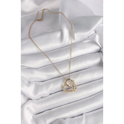 Mey İthalat® 316L Çelik Gold Renk Zincir Zirkon Taş Detaylı Kalp Model Sonsuzluk Detay Kadın Kolye