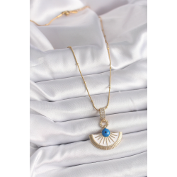 Mey İthalat® 316L Çelik Gold Renk Zincir Zirkon Taş Detaylı Nazar Boncuk Göz Model Kadın Kolye