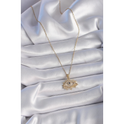 Mey İthalat® 316L Çelik Gold Renk Zincir Zirkon Taşlı Göz Figür Kadın Kolye