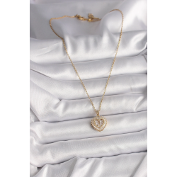 Mey İthalat® 316L Çelik Gold Renk Zincir Zirkon Taşlı Kalp Model Kadın Kolye